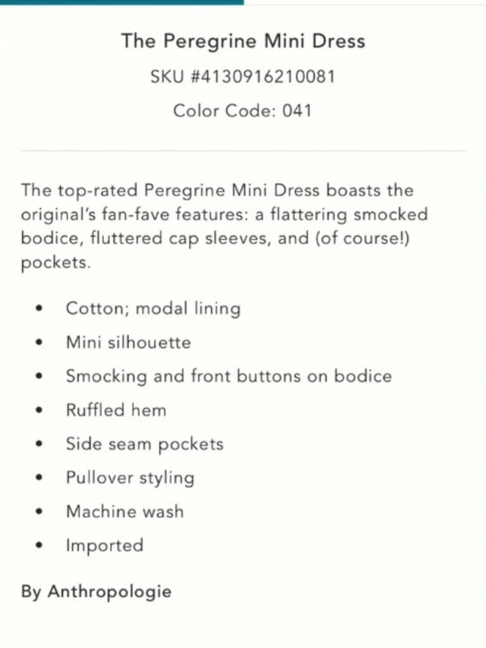 The Peregrine Mini Dress by Anthropologie, Gray and Cream with Ruffle Sleeve - Picture 2 of 3